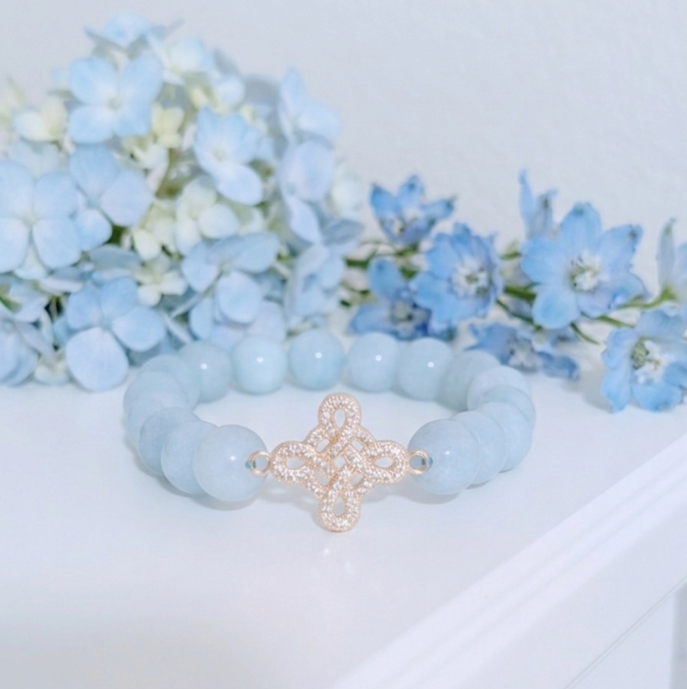 Chalcedony Bracelet With Cubic Zirconia Charm